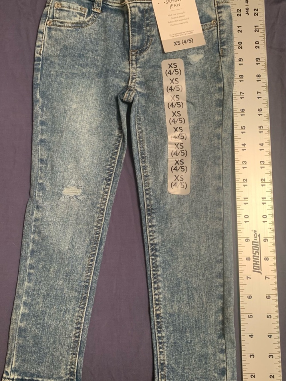 Skinny Jean Pants - Light Blue Washed Denim